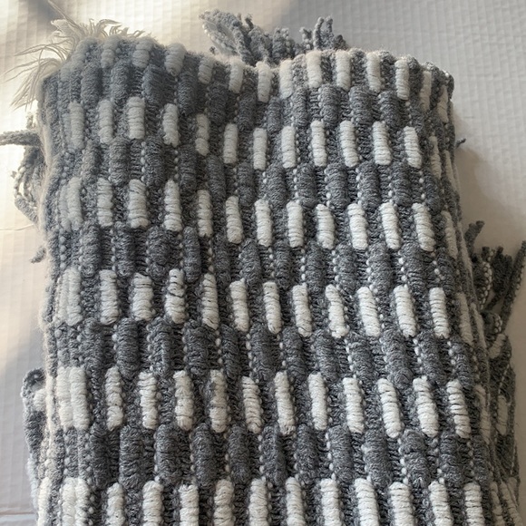 Gray & Cream Cozy Wrap w/Fringe - Picture 7 of 7